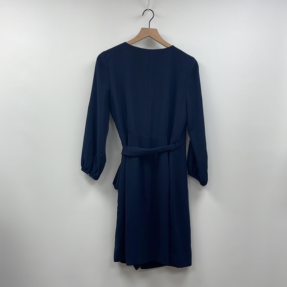 J. Crew Blue Sheath Dress with V-Neck and Bishop Sleeves - Picture 5 of 8